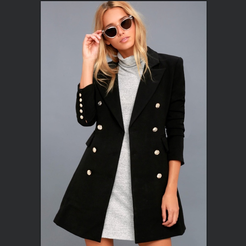 Lulu’s Captain’s Blog Black Double-Breasted Coat